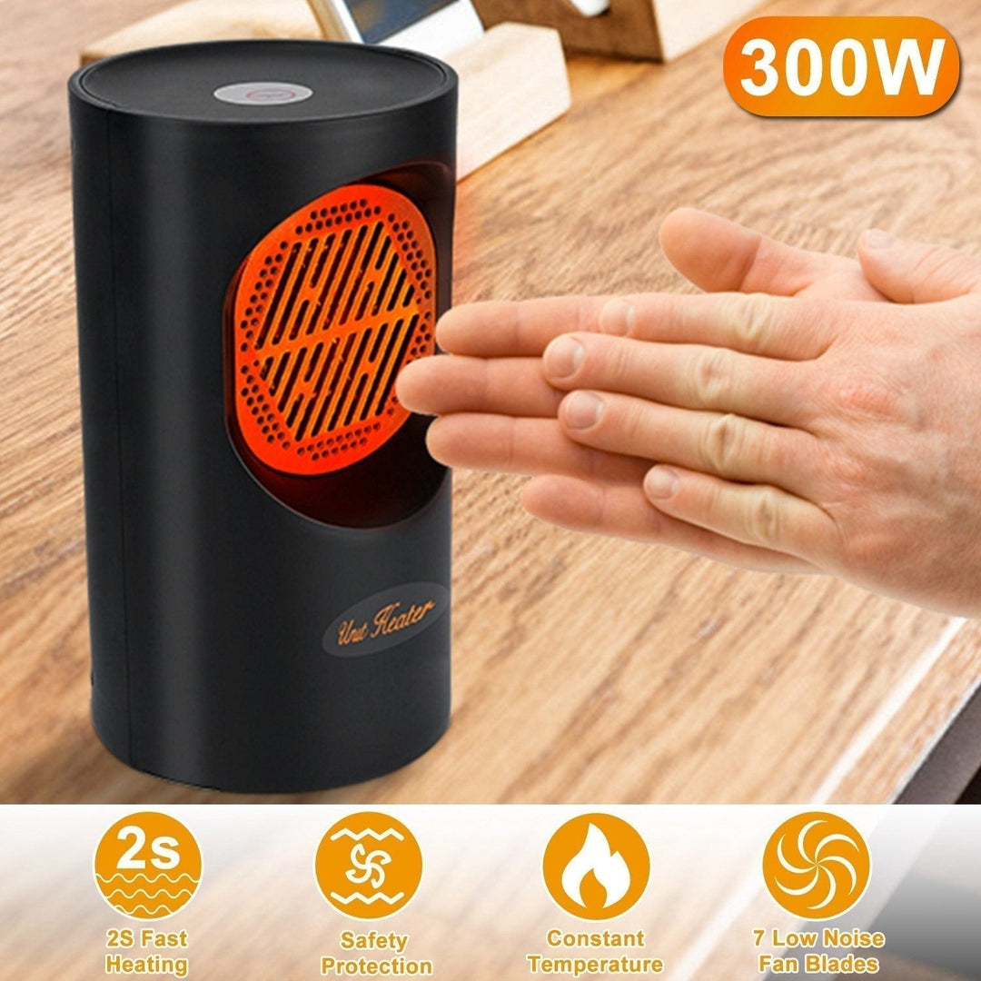 Bärbar 300W elektrisk minivärmare | Spiralvärmeelement, 7 fläktblad | Tyst drift