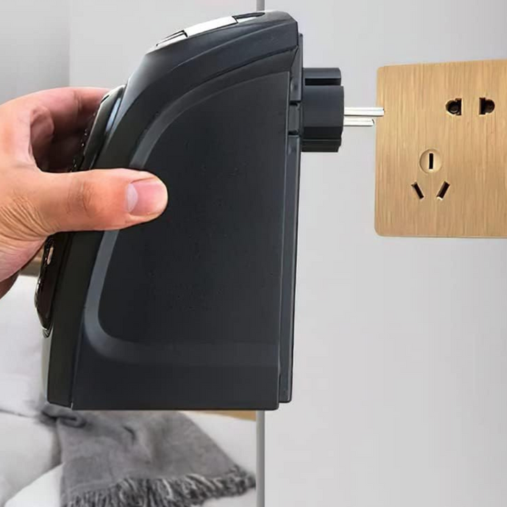 Bärbar elektrisk värmefläkt med stickkontakt och termostat