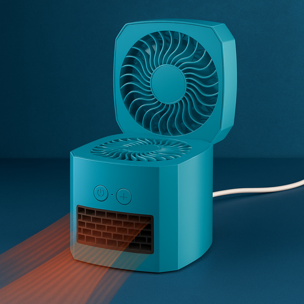 Bärbar elektrisk rumsvärmare mini skrivbordsfläkt och kylare ABS fyrkantig 400W