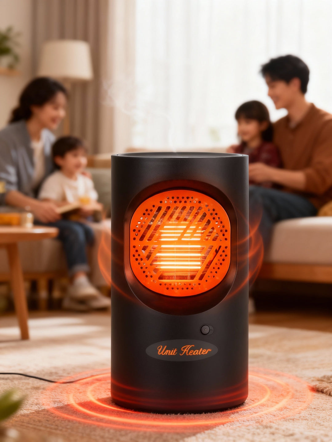 Bärbar 300W elektrisk minivärmare | Spiralvärmeelement, 7 fläktblad | Tyst drift