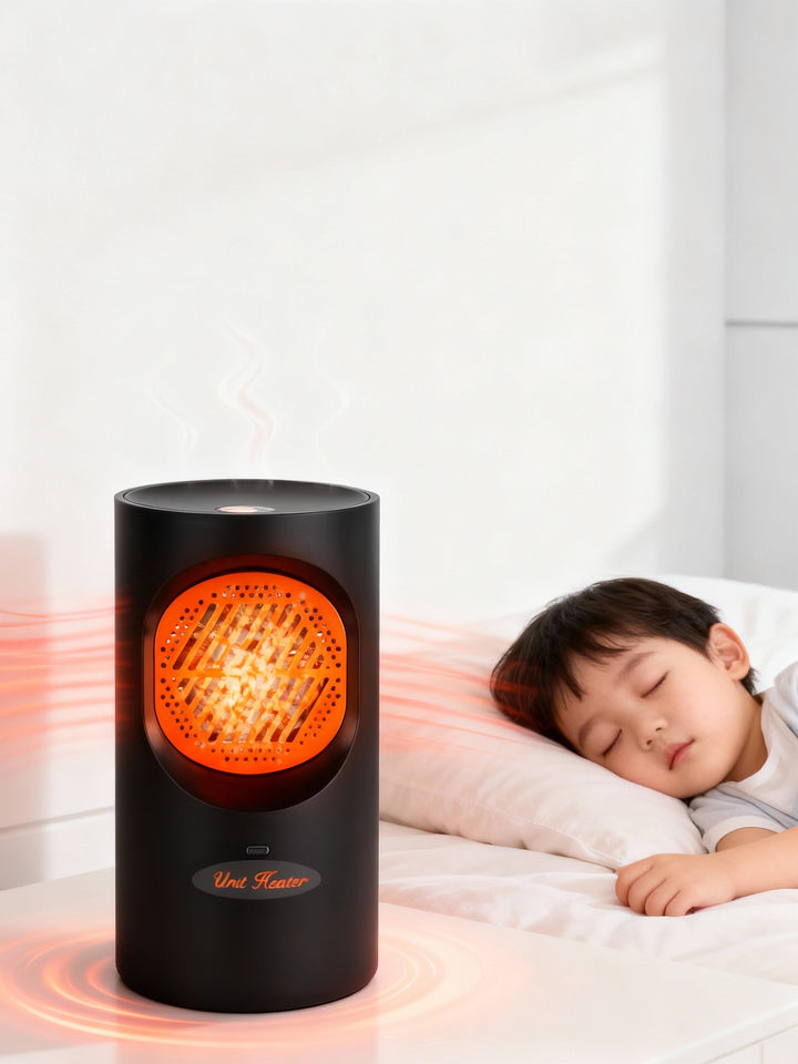Bärbar 300W elektrisk minivärmare | Spiralvärmeelement, 7 fläktblad | Tyst drift