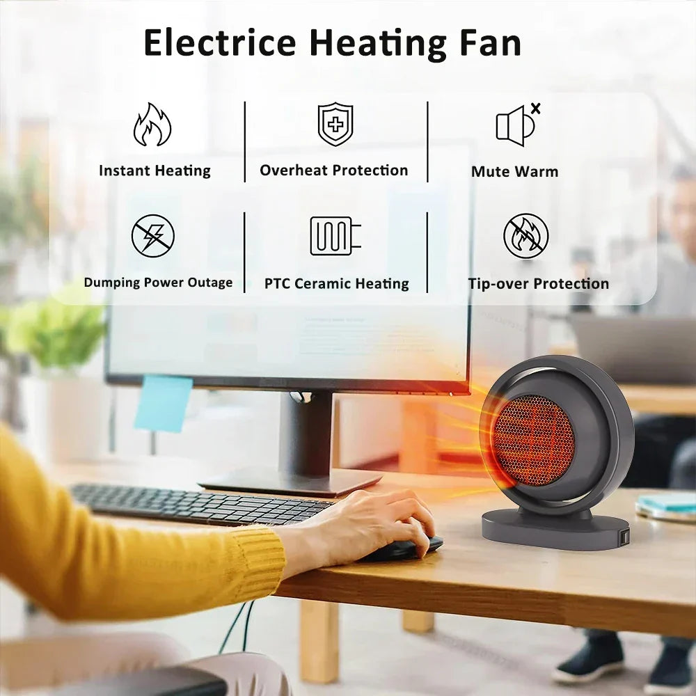HotAir Mini PTC-värmare | 380W | Överhettningsskydd och konstant temperatur | Bärbar med EU-kontakt